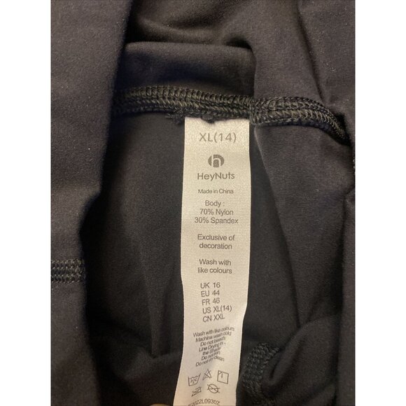 Yoga Pants By HeyNuts Size 14 Black Soft Fabric , Sweat-wicking Inseam 25” - Picture 2 of 3